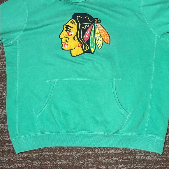 Vintage Chicago Blackhawks St. Patrick’s day Kelly green shamrock hoodie XXL - Picture 4 of 13